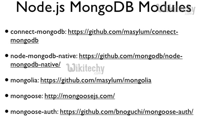 learn nodejs - node-js tutorial - node js mongodb modules - nodejs examples -  nodejs programs